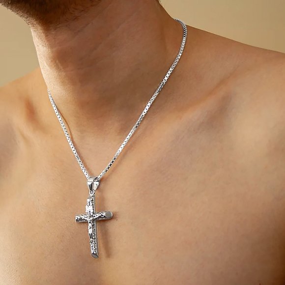 925 Sterling Silver Large Thick Crucifix Cross Pendant for Large Chains - Picture 2 of 8